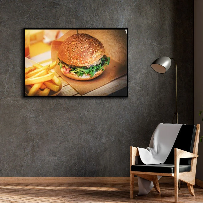 تابلو نوری بکلیت طرح برگر مدل B-D2135 فریم مشکی