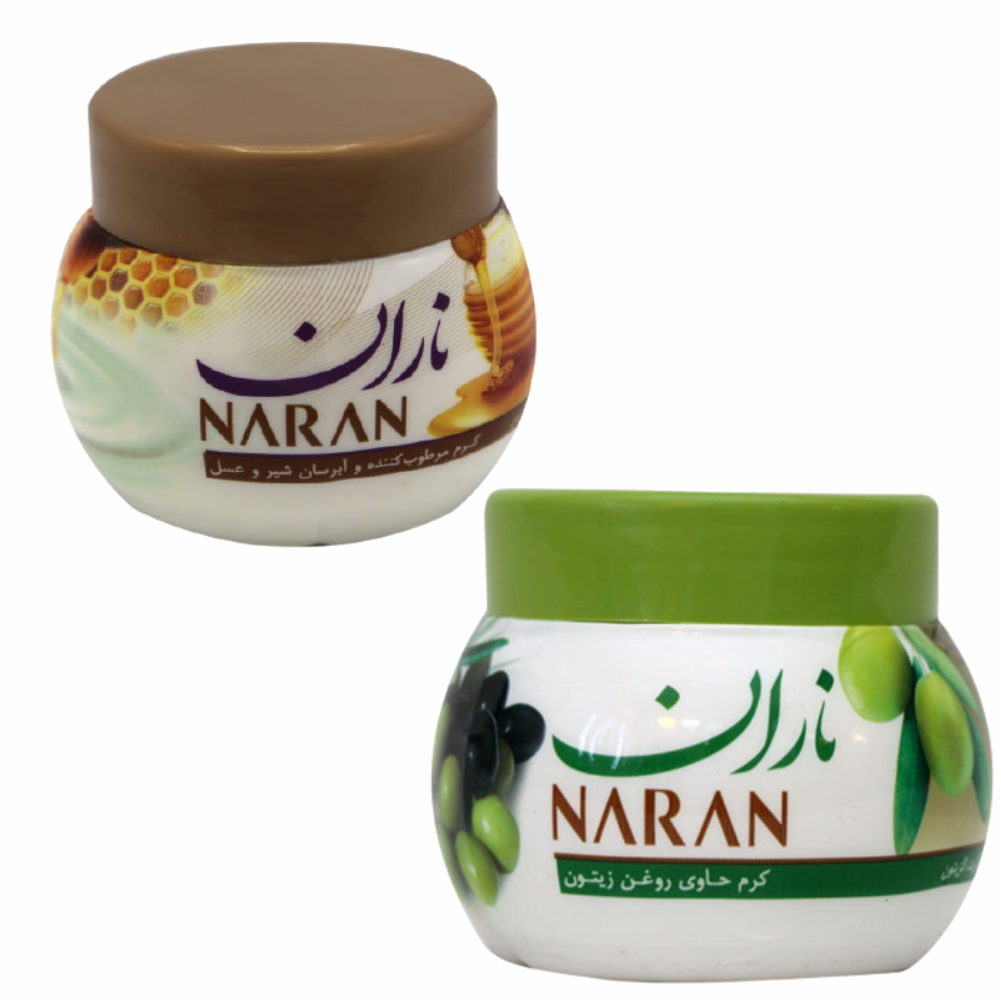 کرم مرطوب کننده ناران مدل عسل حجم 180 میلی لیتر به همراه کرم مرطوب کننده ناران مدل زیتون حجم 180 میلی لیتر