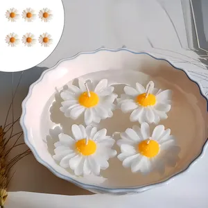 شمع شناور مدل گل مارگاریت بسته 6 عددی 