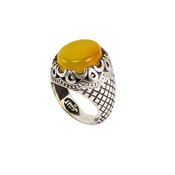 انگشتر نقره مردانه  پارلا گوهر مدل شرف الشمس کد 3764