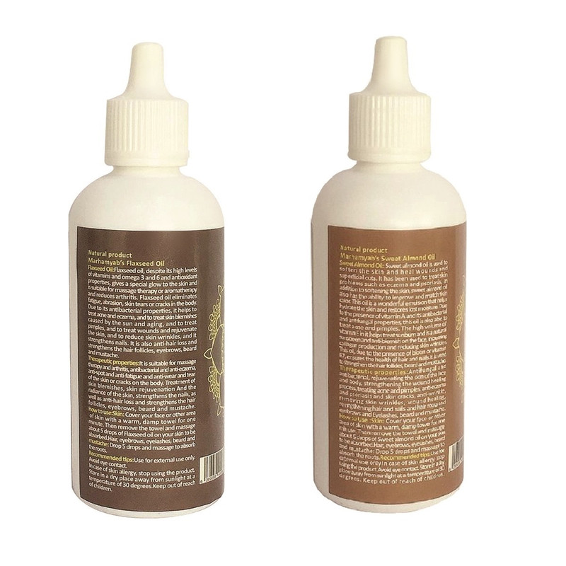 روغن تقویت کننده مو، مژه و ابرو مرهم یاب مدل بادام شیرین و دانه کتان حجم 80 میلی لیتر  مجموعه 2 عددی