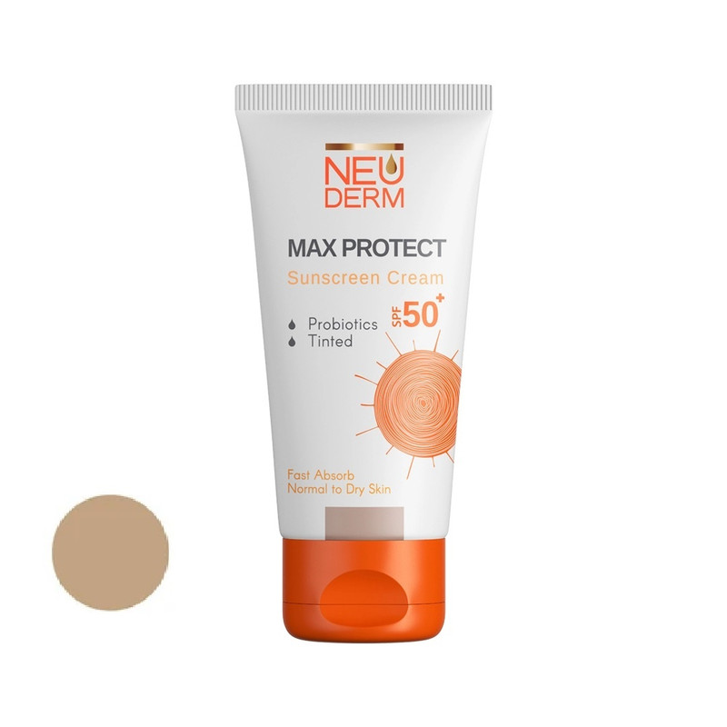 کرم ضد آفتاب رنگی صورت نئودرم spf50 مدل پروتکت محافظ UVA،UVB مناسب برای انواع پوست حجم 50 میلی لیتر