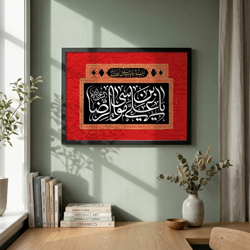 تابلو طرح یا امام رضا (ع) مدل G15498 فریم مشکی