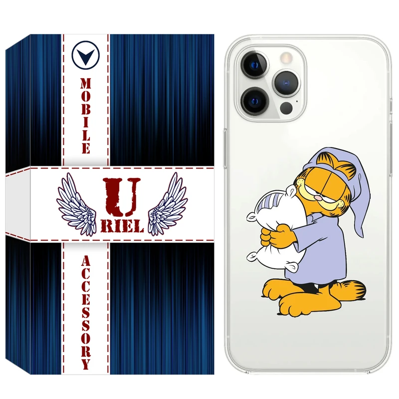 کاور یوریل قاب مدل Clear کد 73 طرح گارفیلد خوابالو مناسب برای گوشی موبایل اپل iPhone 12 Pro
