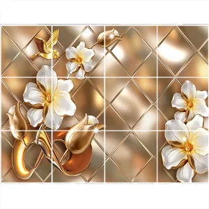 تایل سقفی طرح  گل و پرنده کد 3D1570-12 سایز 60x60 سانتی متر مجموعه 12عددی