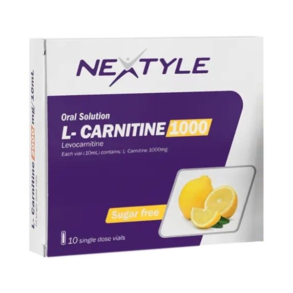 ویال ال کارنتین 1000 میلی گرم با طعم لیمو نکستایل بسته 10 عددی