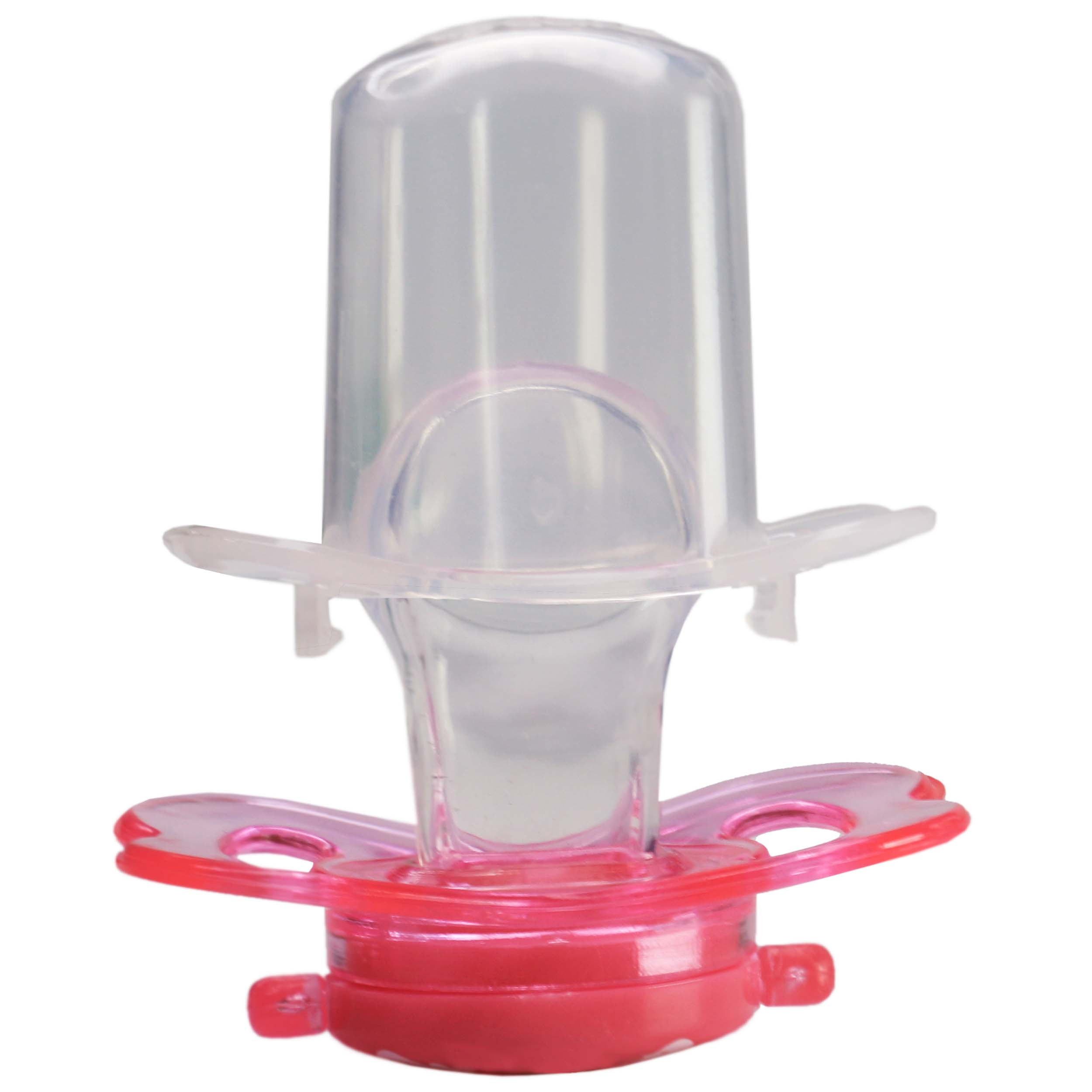 پستانک ارتودنسی وی کر مدل دربدار دسته دار شفاف چاپدار پروانه ای سایز +12 ماه کد P129