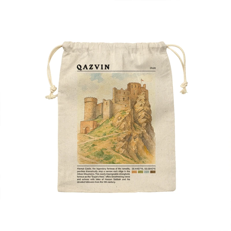 کیسه نان و سبزی ترمه طراحان ایده مدل قلعه الموت قزوین کد map0827 - M سایز 23x33 سانتی متر