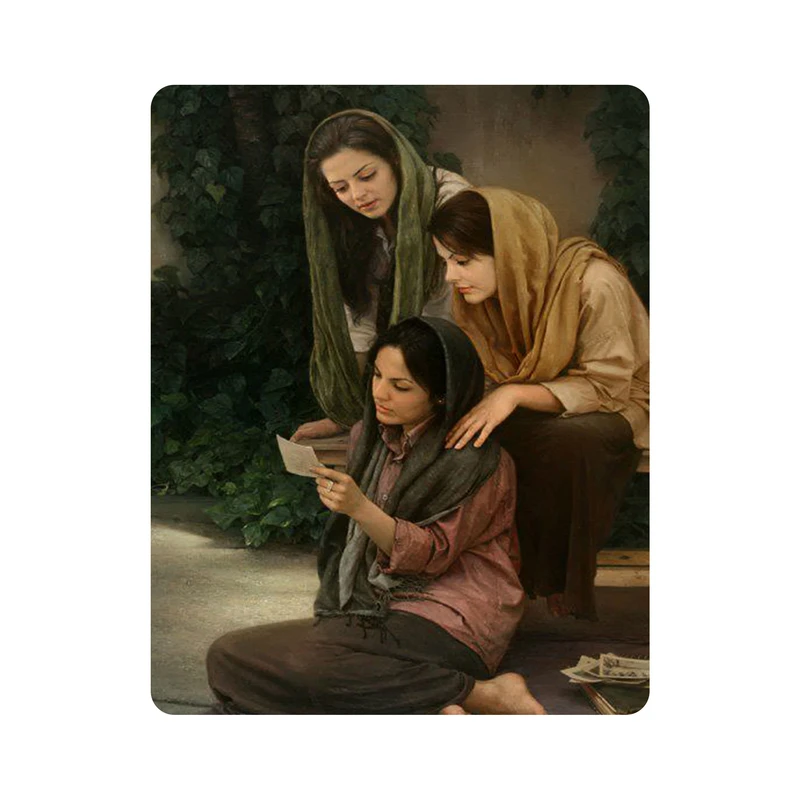 ماوس پد اطلس آبی طرح نقاشی دختر مدل T1802