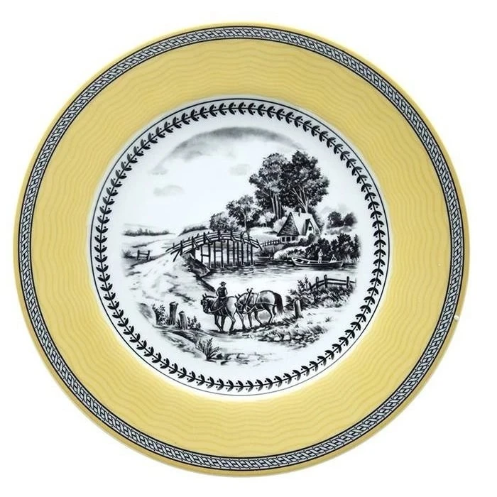 بشقاب غذاخوری چینی زرین ایران مدل ایتالیا 25 ویلیج درجه یک بسته 6 عددی