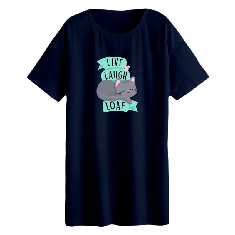 تی شرت لانگ زنانه مدل سخن گربه