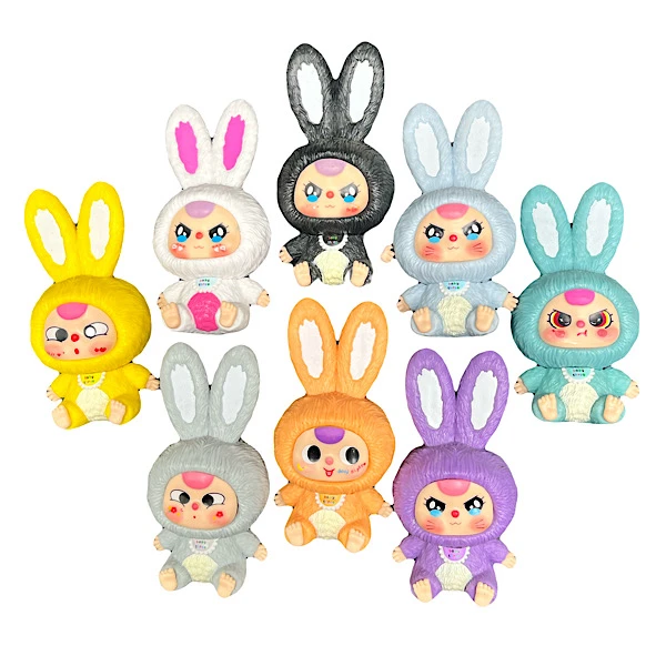 فیگور مدل لبوبو لباس خرگوشی ارتفاع 9 سانتی‌متر بسته 8 عددی