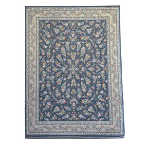 فرش ماشینی 700 شانه زمینه دودی رنگی حاشیه نقره ای مدل 17