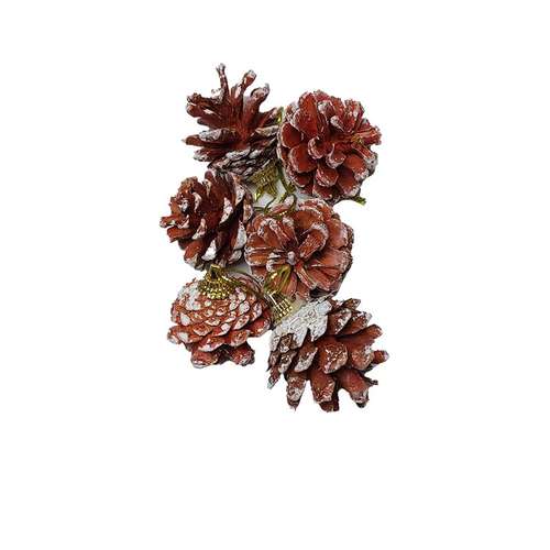 آویز تزیینی مدل میوه کاج کریسمس مجموعه 6 عددی