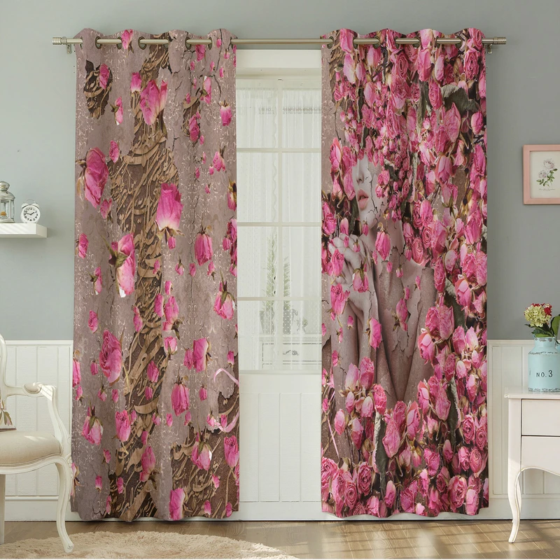 پرده نیروانا طرح  گل مدل مخمل کد 5165 سایز 140×280 سانتی متر