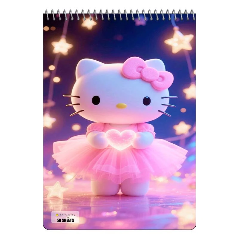 دفتر نقاشی 50 برگ سیمی کارنیکا طرح hello kitty کد 11852