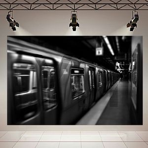 تابلو بوم طرح متروی شهر نیویورک مدل سیاه و سفید کد AR3017