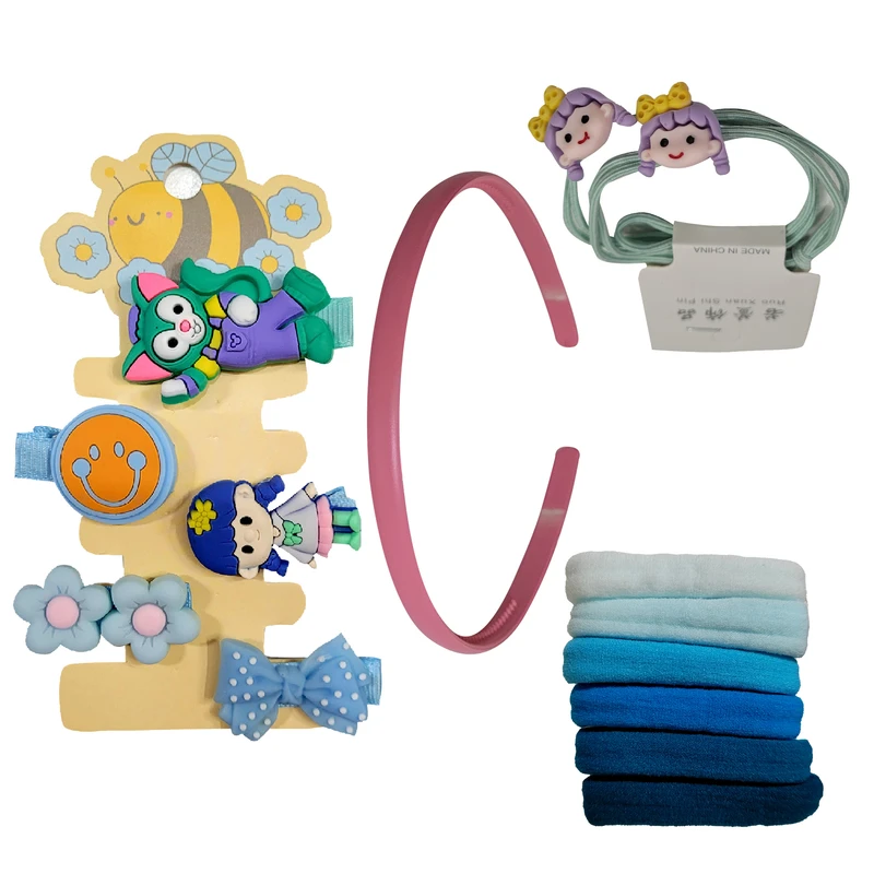 ست تل و گیره مو دخترانه مدل 1-06042 مجموعه 14 عددی