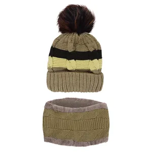 ست کلاه و شال گردن بافتنی بچگانه مدل P2-9429