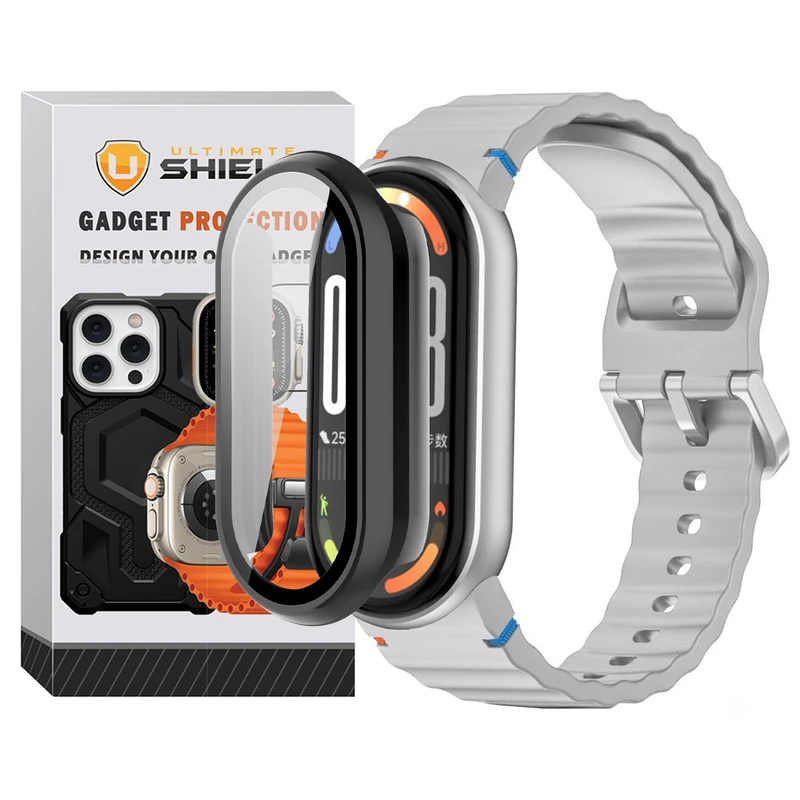 بند آلتیمیت شیلد مدل NV_Mi GRD مناسب برای ساعت هوشمند شیائومی Mi Band 10 12mm به همراه کاور
