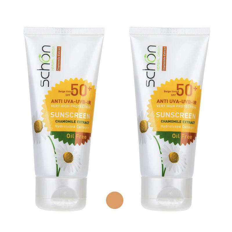کرم ضد آفتاب رنگی شون SPF 50 مدل DZDY مناسب پوست های چرب حجم 50 میلی‌ لیتر مجموعه 2 عددی