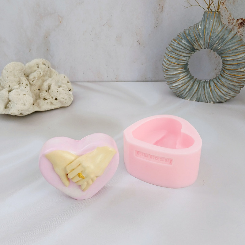 قالب شمع کوشا اکسسوری مدل قلب دست و حلقه