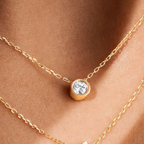 گردنبند طلا 18 عیار زنانه ماوی گالری مدل تک سنگ - - 3