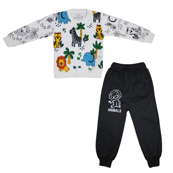 ست سویشرت آستین بلند و شلوار راحتی پسرانه مدل 1017