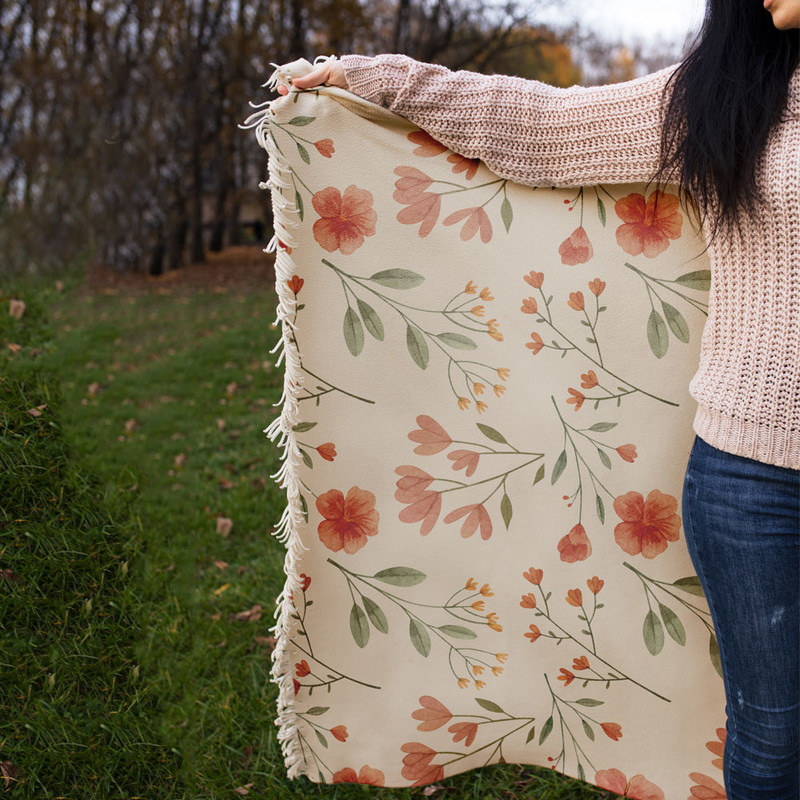 شال مبل مدل گل دار کد F2SH1074 سایز 100x180 سانتی متر