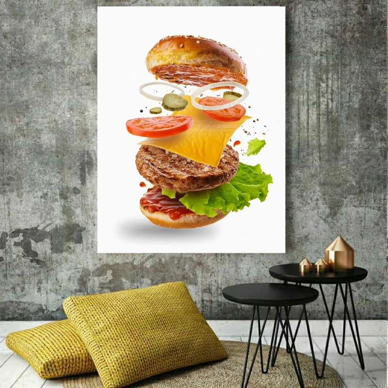 پوستر پارچه ای طرح فست فود مدل همبرگر کد FP104468