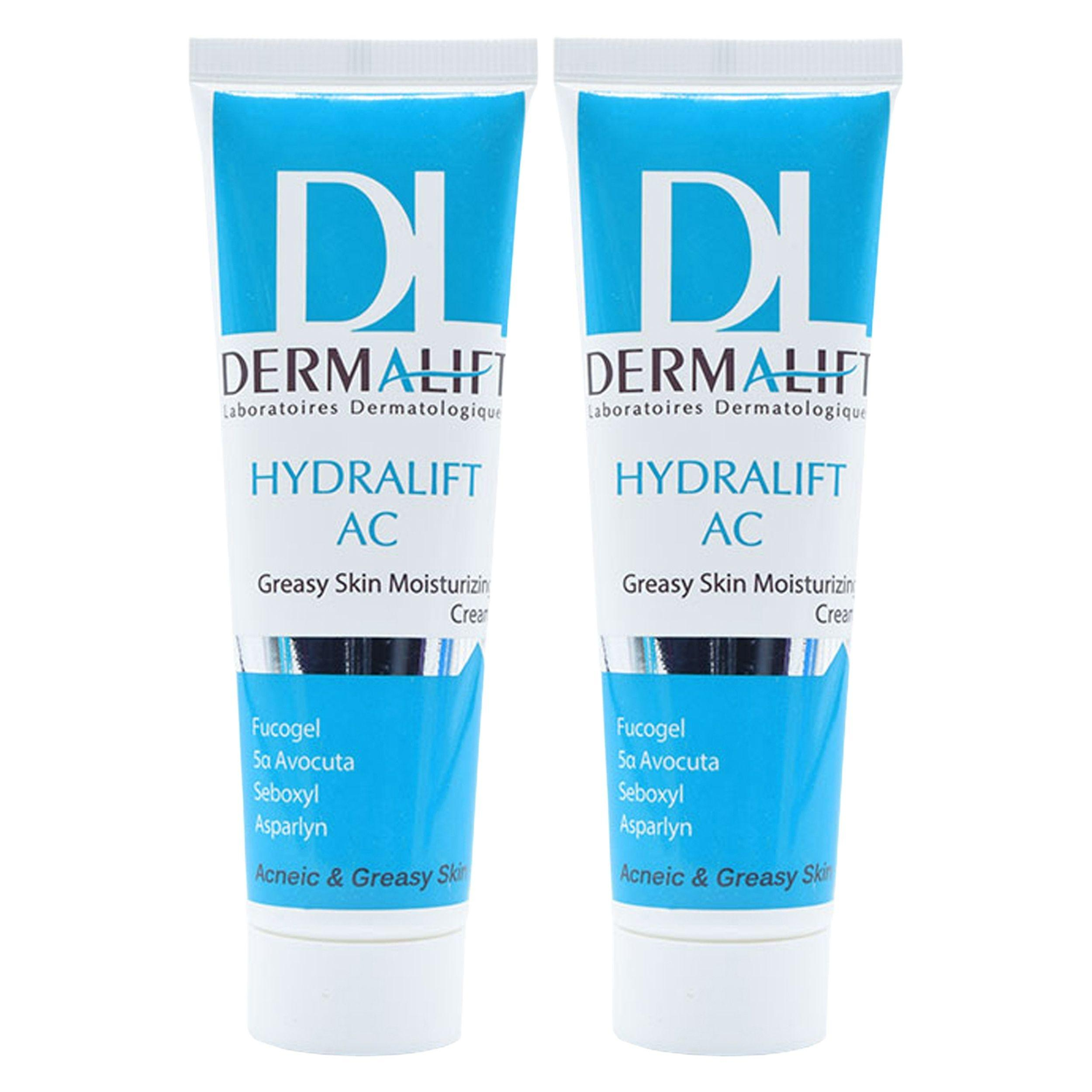 کرم مرطوبکننده پوست چرب درمالیفت مدل Hydralift AC Cream حجم 50 میلیلیتر بسته دو عددی