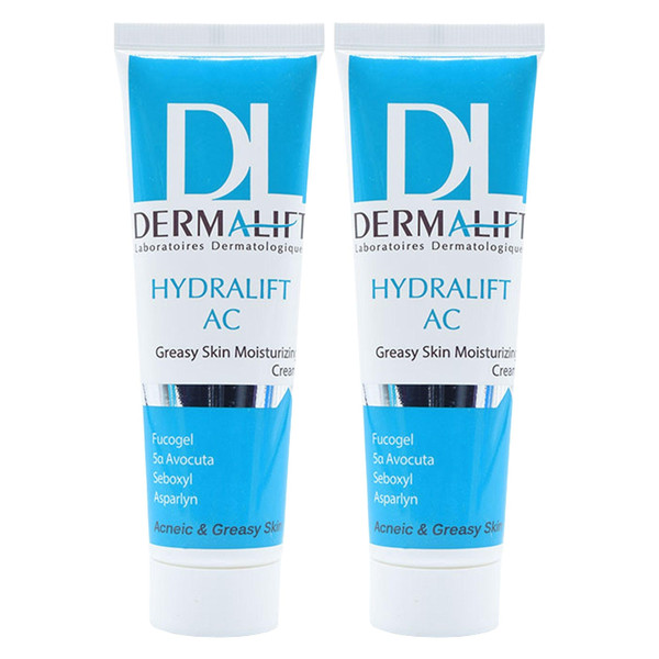 کرم مرطوب‌کننده پوست چرب درمالیفت مدل Hydralift AC Cream حجم 50 میلی‌لیتر بسته دو عددی