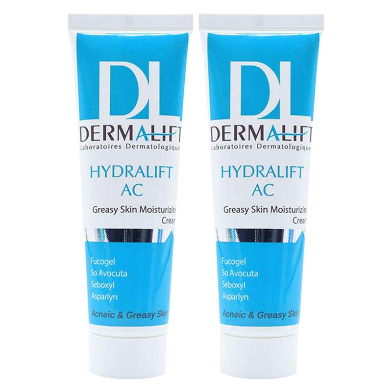 کرم مرطوب‌کننده پوست چرب درمالیفت مدل Hydralift AC Cream حجم 50 میلی‌لیتر بسته دو عددی