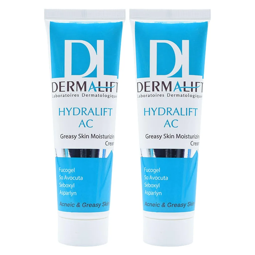 کرم مرطوب‌کننده پوست چرب درمالیفت مدل Hydralift AC Cream حجم 50 میلی‌لیتر بسته دو عددی