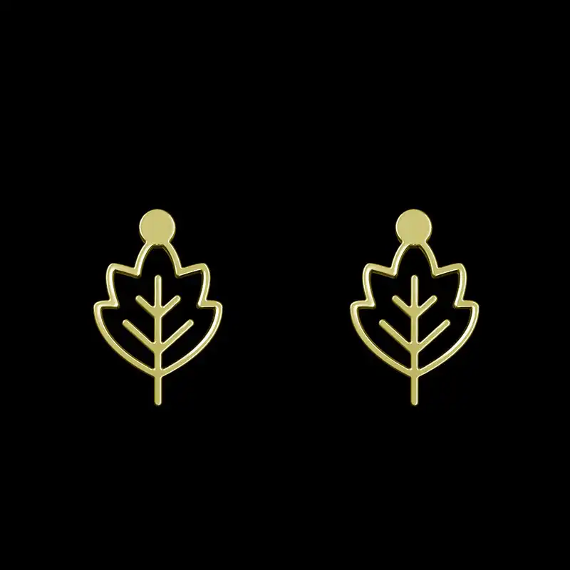 گوشواره طلا 18 عیار زنانه مدوپد مدل برگ کد GA1-15739