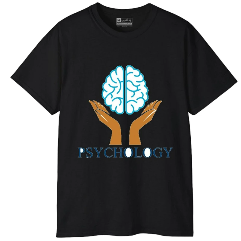 تی‌شرت آستین کوتاه مردانه پاد آفرین مدل روانشناسی کد 533 رنگ مشکی