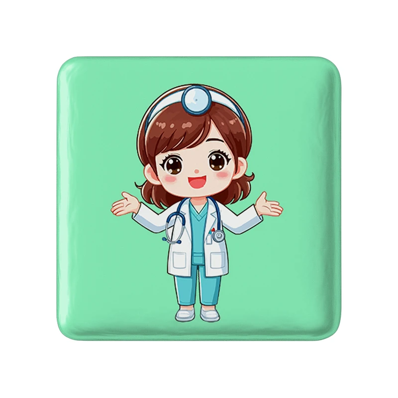 مگنت خندالو طرح پزشک و پرستار کودکانه مدل مربعی کد 36497