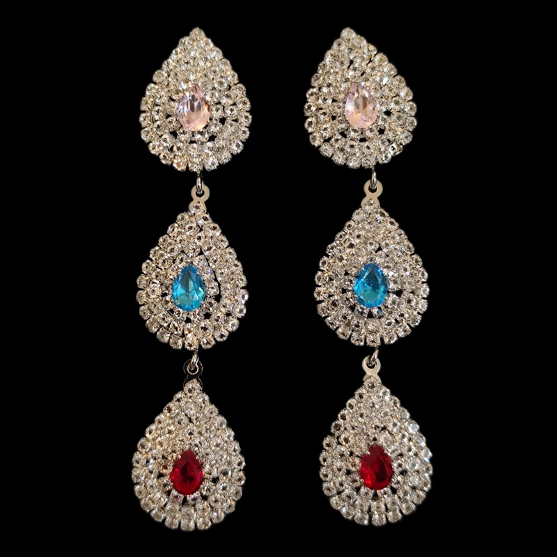 گوشواره میخی زنانه مدل نگینی ژورنالی مجلسی 