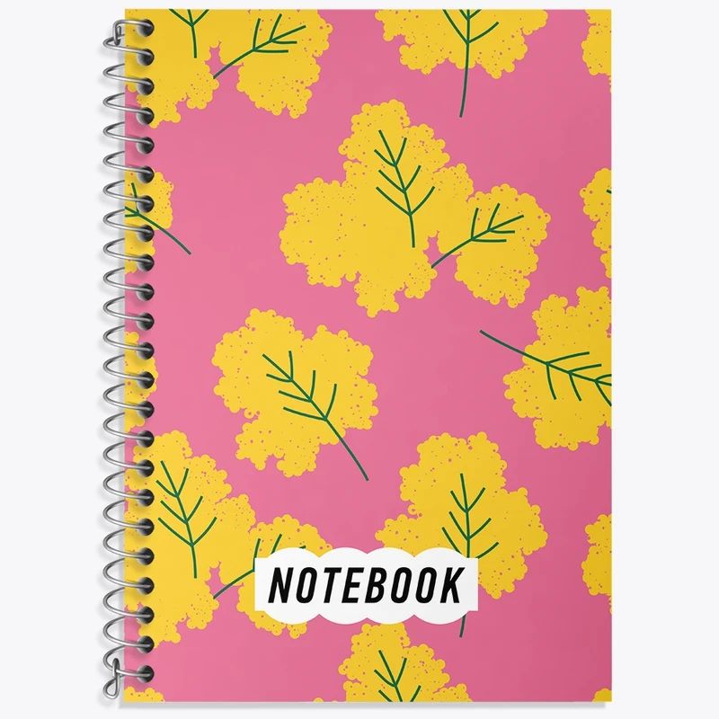 دفتر زبان 50 برگ خندالو مدل دو خط طرح برگ زرد کد N459