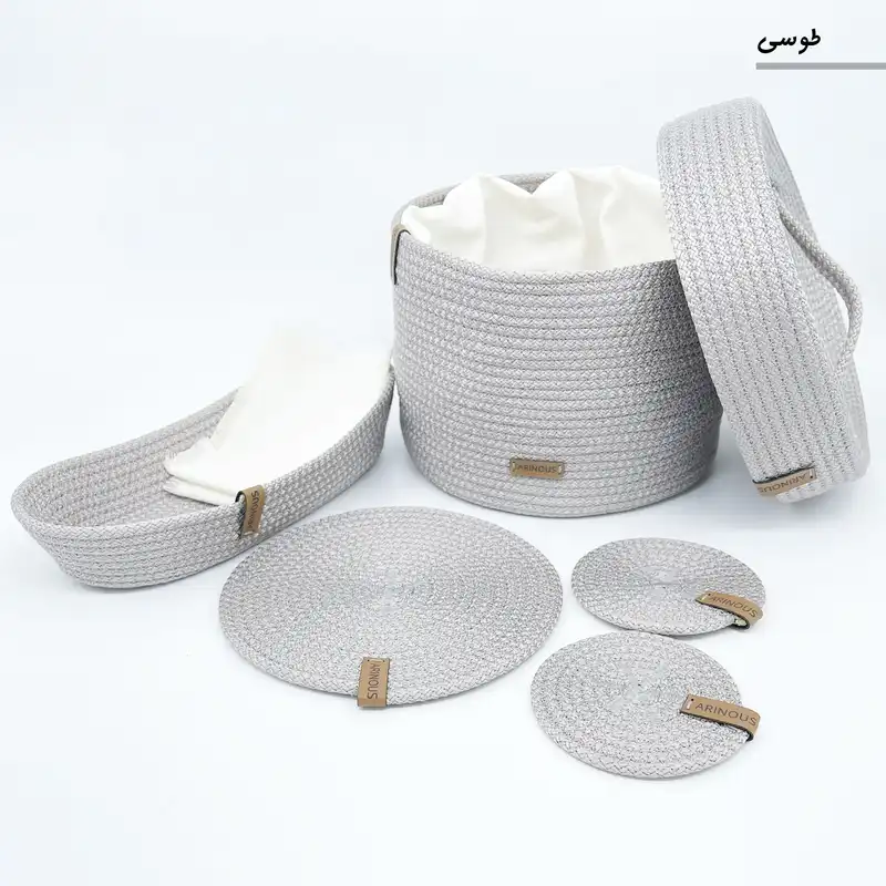 ست صبحانه خوری بافتنی آرینوس مدل قیطان کد RB100 مجموعه 5 عددی