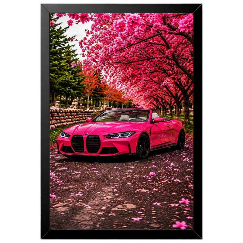 تابلو بکلیت طرح ماشین و خودرو بی ام و BMW M4 مدل B-pe130219 فریم مشکی
