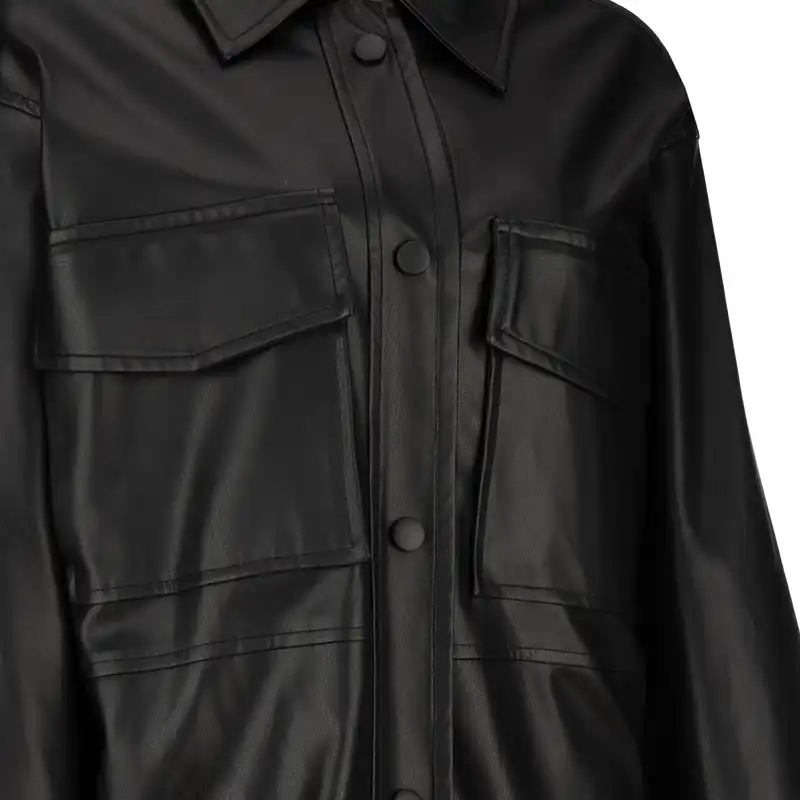 کت چرم زنانه سرژه مدل 232129 رنگ مشکی