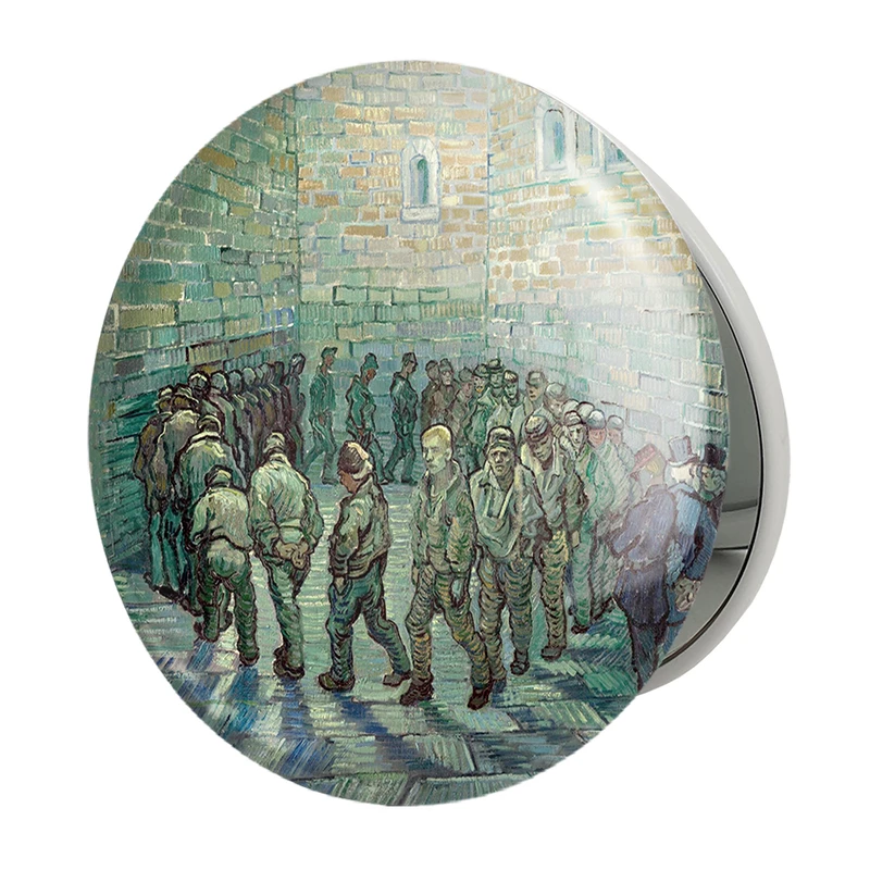 آینه جیبی خندالو طرح نقاشی هواخوری زندانیان اثر ونسان ونگوگ مدل تاشو کد 25472 