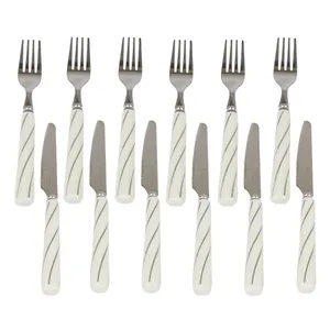 ست کارد و چنگال میوه خوری 12پارچه ام جی اس مدل پیج نقره ای