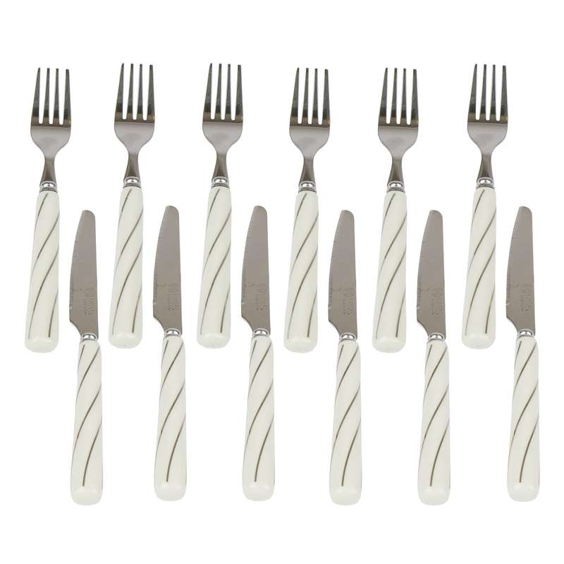 ست کارد و چنگال میوه خوری 12 پارچه ام جی اس مدل پیچ نقره