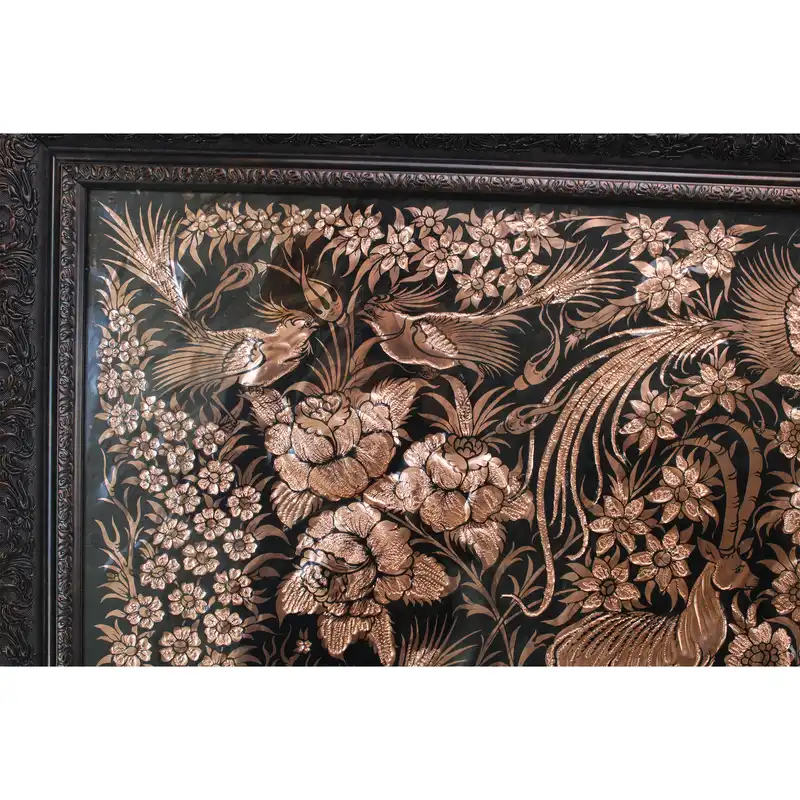 تابلو قلمزنی مدل گل و مرغ کد 101 bb