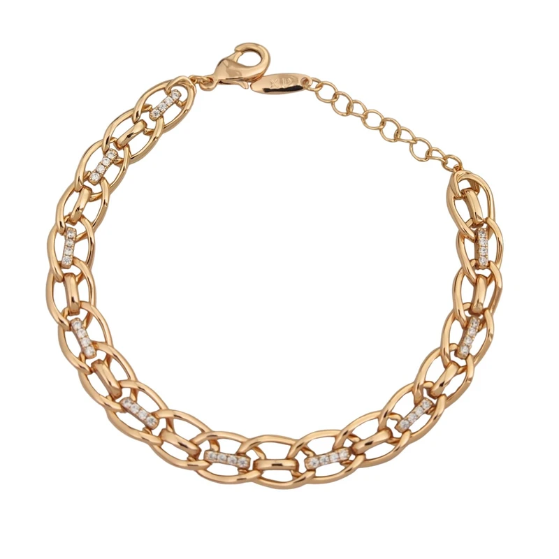 دستبند زنجیری زنانه ژوپینگ مدل زنجیره و خط نگین‌دار