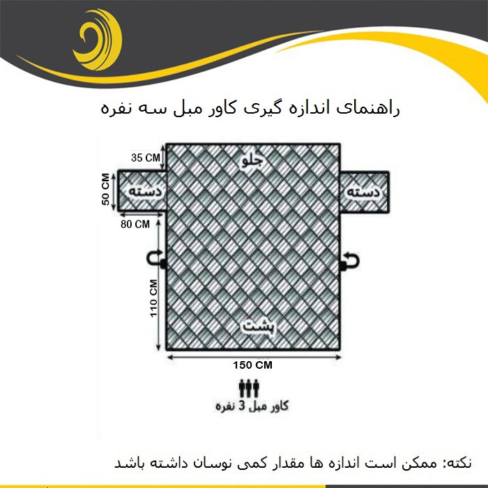 کاور مبل 3 نفره پوشپاک کاور مدل 150-3
