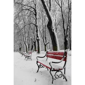 تابلو شاسی مدل منظره برفی و درخت و نیمکت T7001