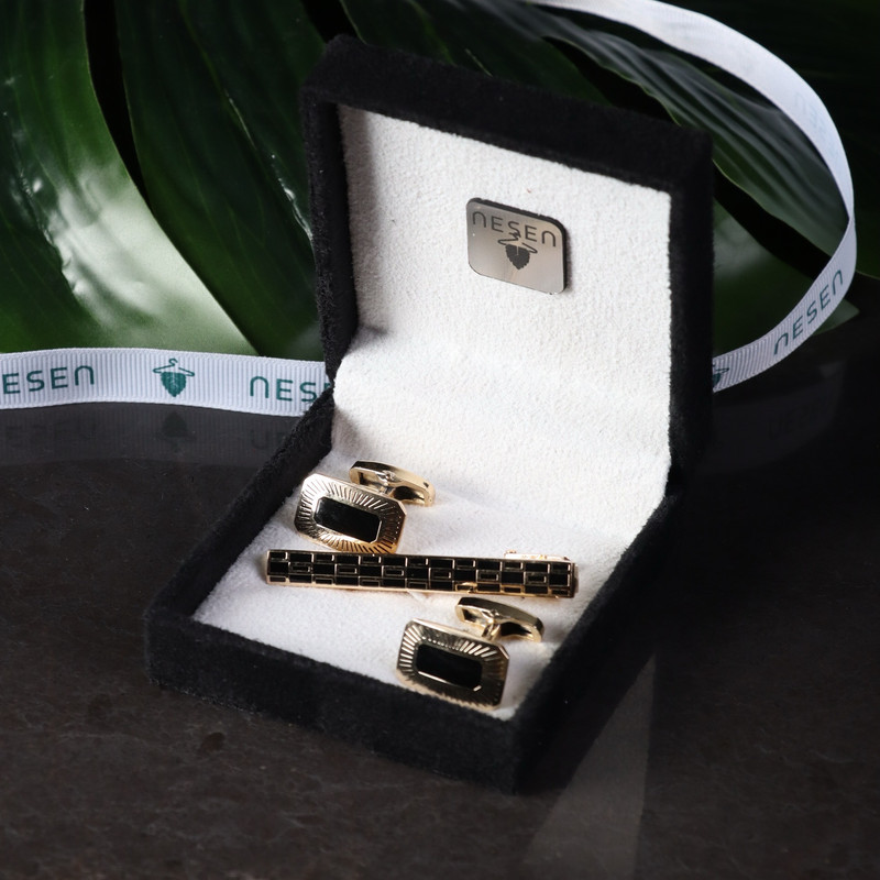 ست دکمه سردست و گیره کراوات مردانه نسن مدل ST2